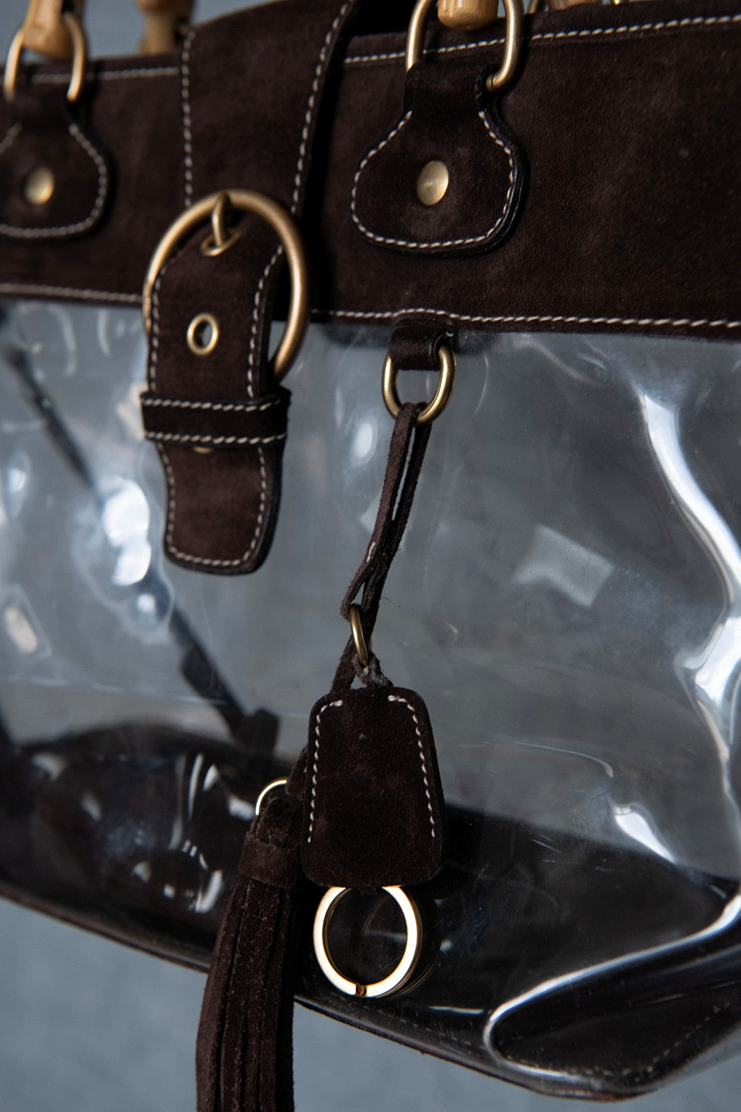 SHOPPER IN CAMOSCIO E PLASTICA