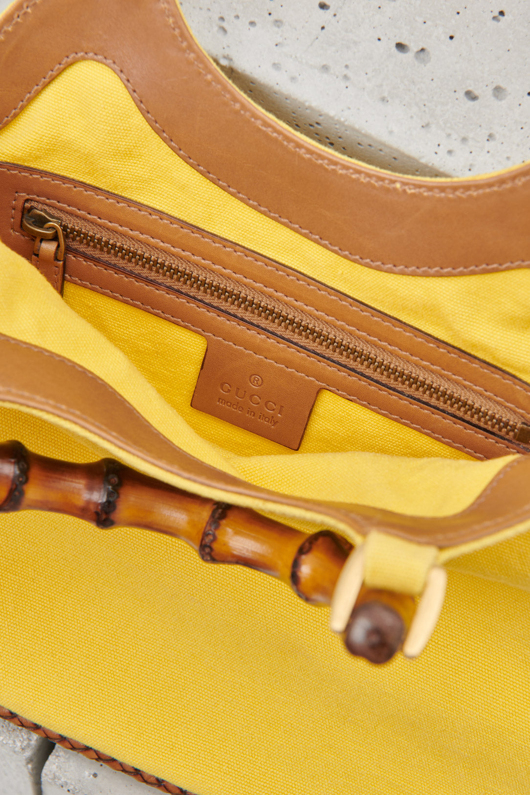 BORSA GIALLA MANICI BAMBOO
