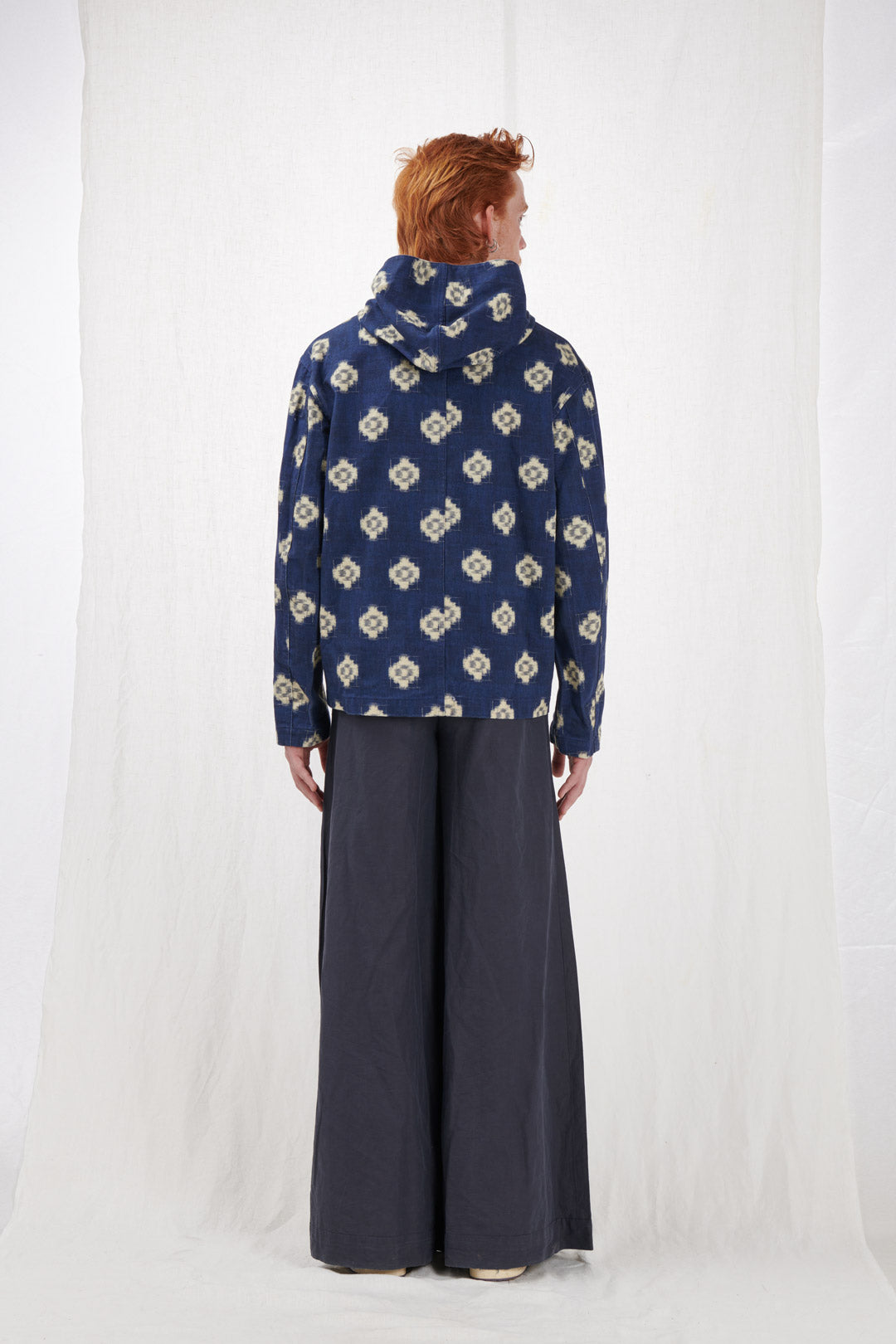 JACKET WITH HOOD AND GEOMETRIC PRINT