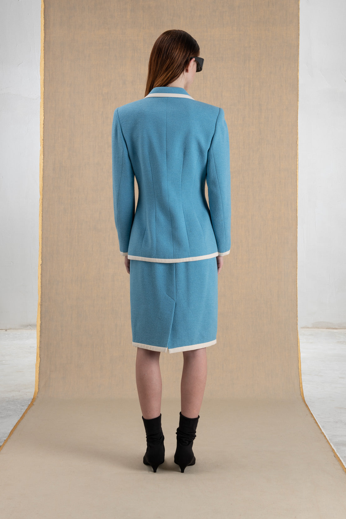TAILLEUR AZZURRO CON PROFILO BIANCO CHRISTIAN DIOR
