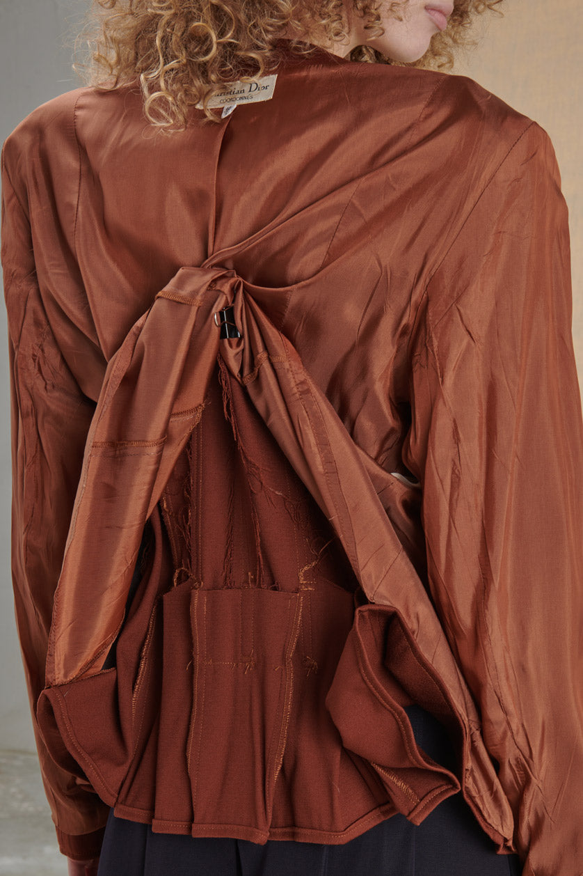 GIACCA TERRACOTTA CON CINTURA IN TESSUTO