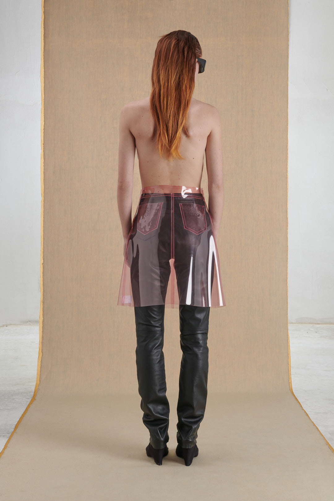 MINIGONNA IN VINILE TRASPARENTE ROSA