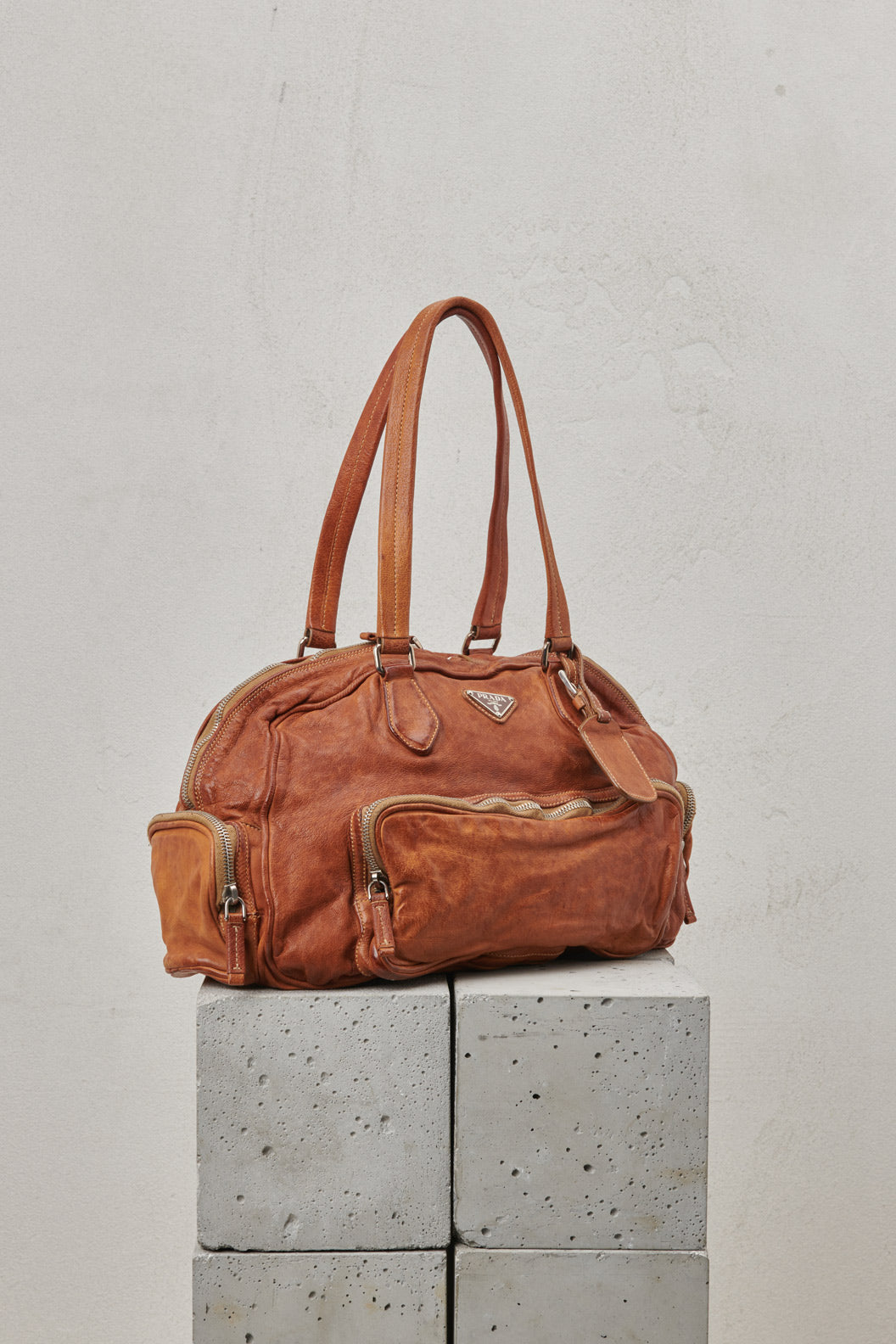 BORSA BOWLING IN PELLE STROPICCIATA