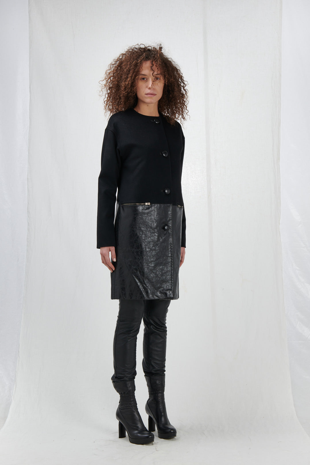 CAPPOTTO IN LANA E PELLE