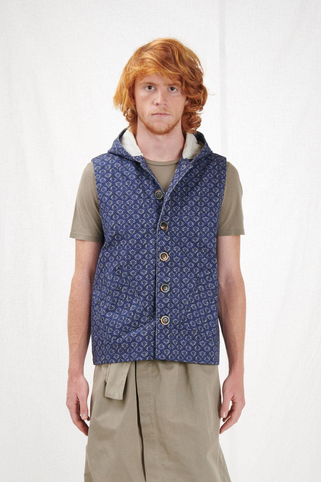 GILET CON CAPPUCCIO BLU