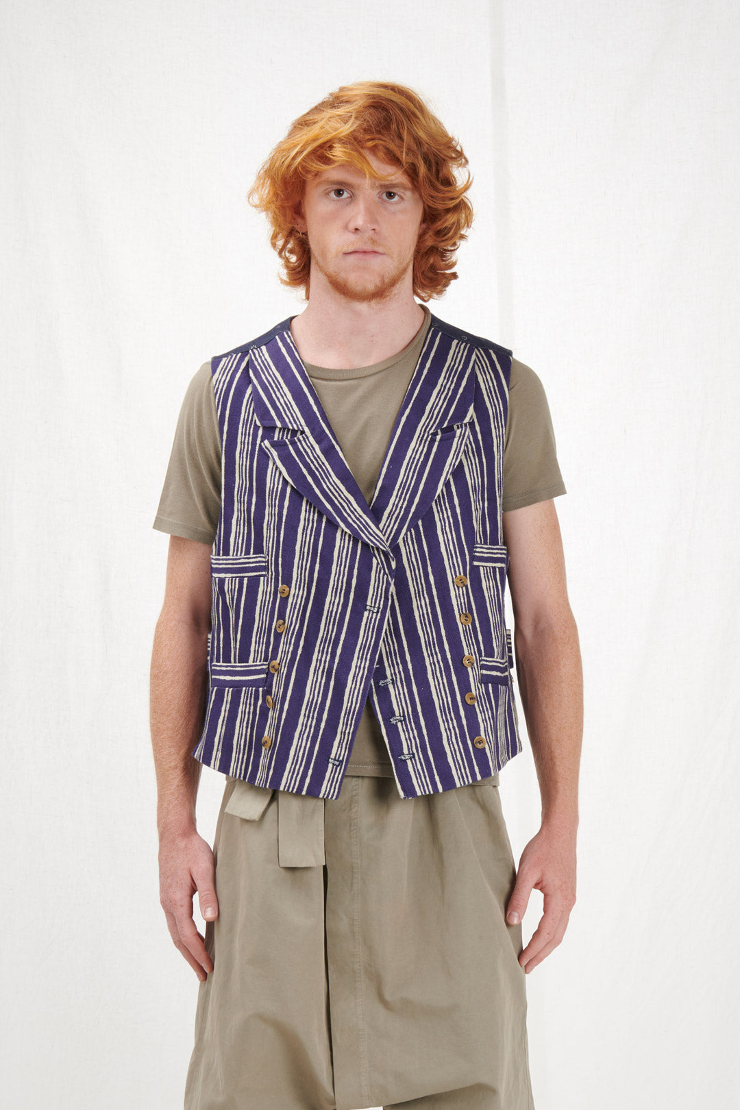 GILET DOPPIOPETTO A RIGHE