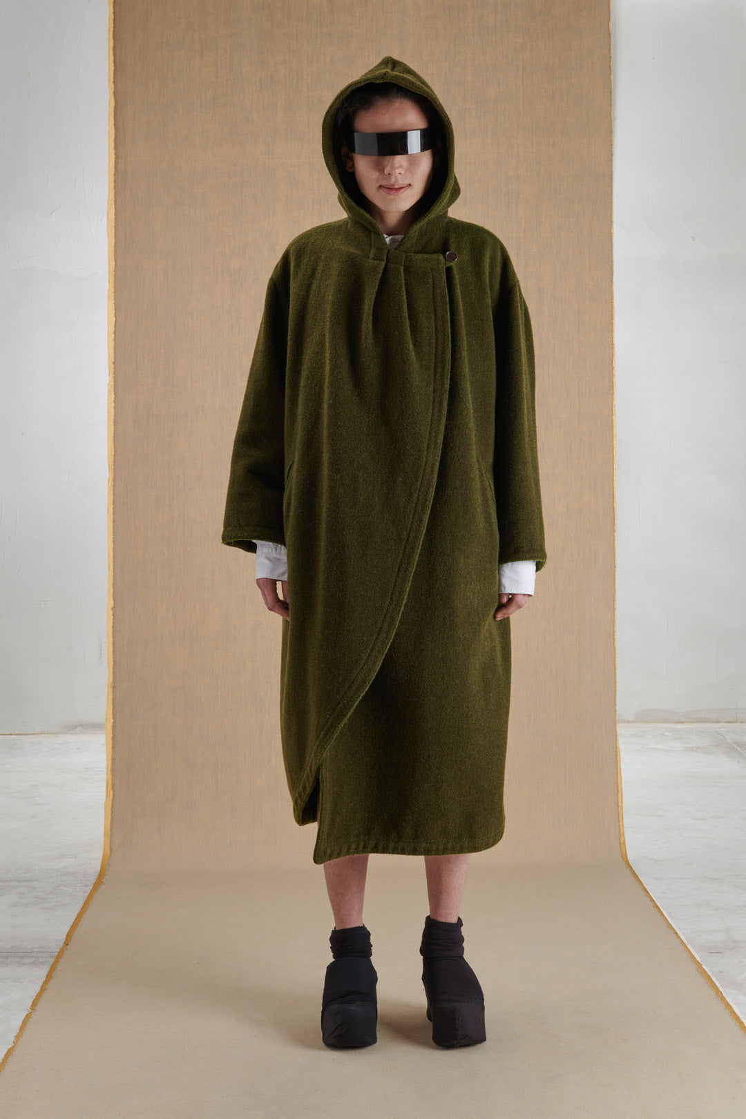 CAPPOTTO LUNGO VERDE LANA E ALPACA