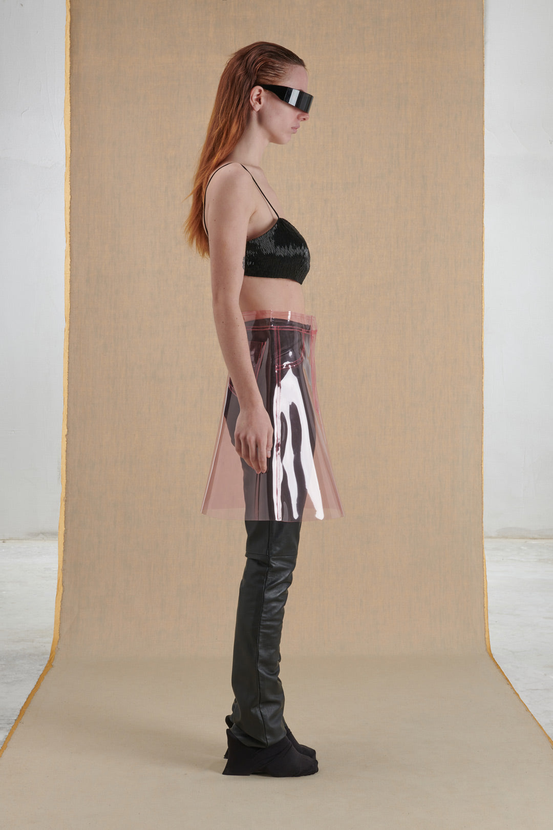 MINIGONNA IN VINILE TRASPARENTE ROSA